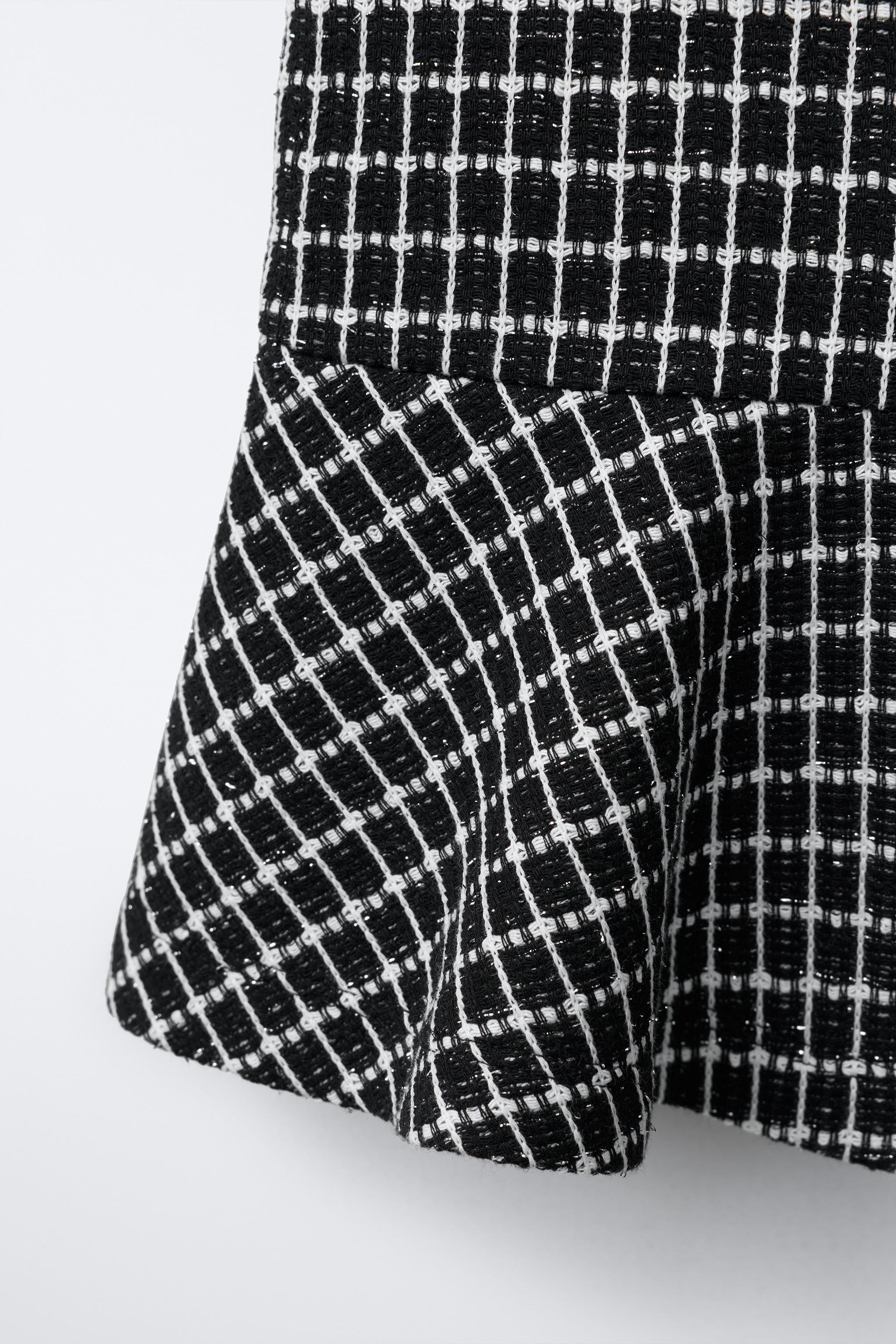 チェック柄フェイクパールボタンベストトップ - ブラック | ZARA Japan 