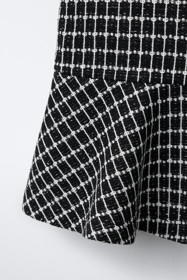 CHECKED FAUX PEARL BUTTON WAISTCOAT TOP - Black by Zara - Image 3
