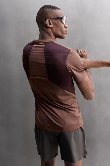 COLOUR BLOCK TRAINING T-SHIRT - Burgundy by Zara - Image 4