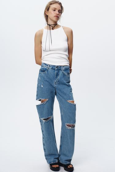 Zara Jeans Rib Women's Ripped Jeans | ZARA India