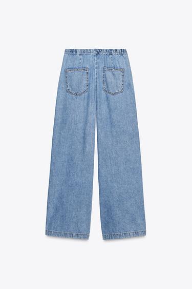 JEAN Z1975 JOGGER WIDE LEG TAILLE NORMALE LONG - Bleu moyen de Zara - Image 7