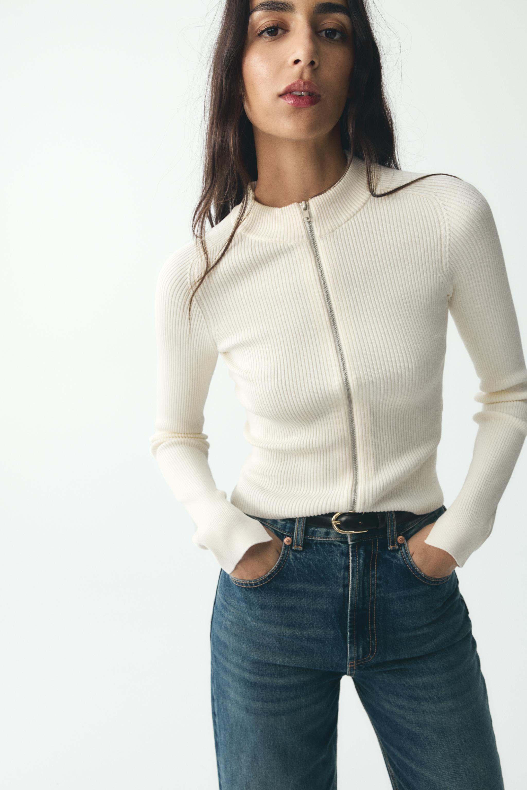 ZIP-UP KNIT CARDIGAN - Oyster-white | ZARA South Africa