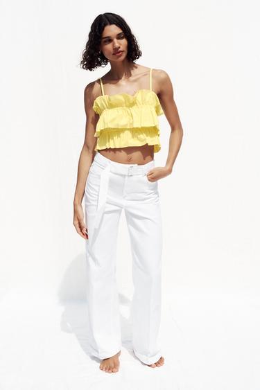 JEANS Z1975 WIDE LEG S VYSOKÝM PASEM A PÁSKEM - Bílá od Zara - Obrázek 0