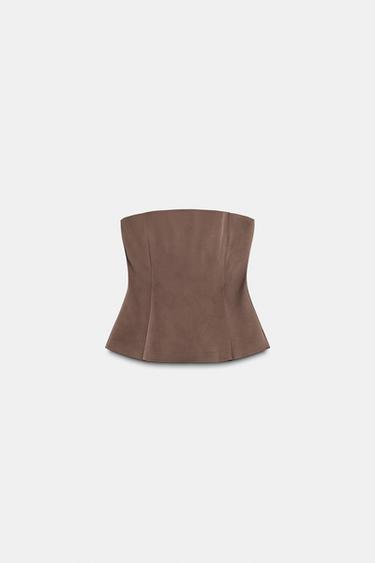 SATIN BANDEAU TOP - Marron chocolat de Zara - Image 6