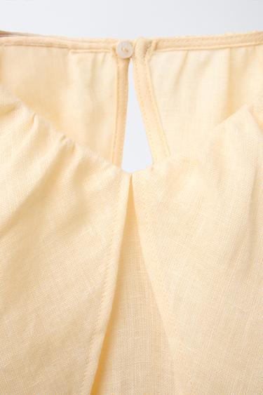 RUFFLED 100% LINEN PLAYSUIT - Light yellow by Zara - Image 3