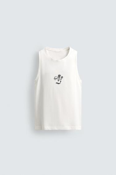 FILIPE JARDIM X ZARA EMBROIDERED TANK TOP - Oyster-white by Zara