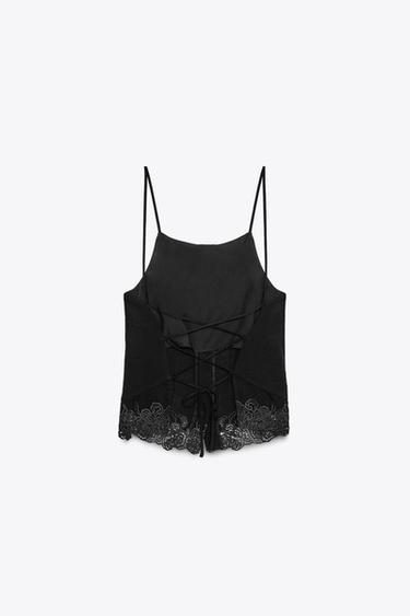 TOP BRODÉ DOS NU - Noir de Zara - Image 6