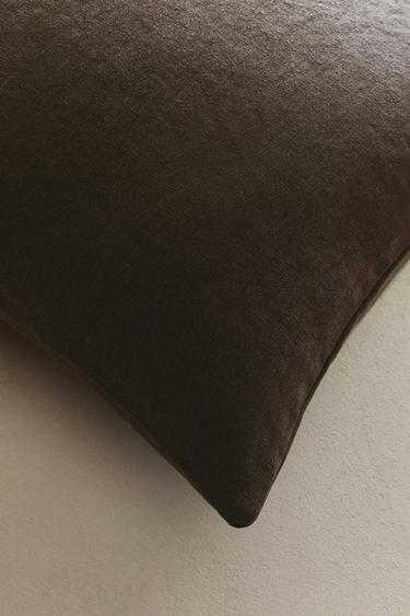 WASHED LINEN CUSHION COVER — Brown 2