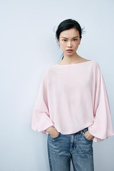 VOLUMINOUS SLEEVE JUMPER - Pale pink by Zara