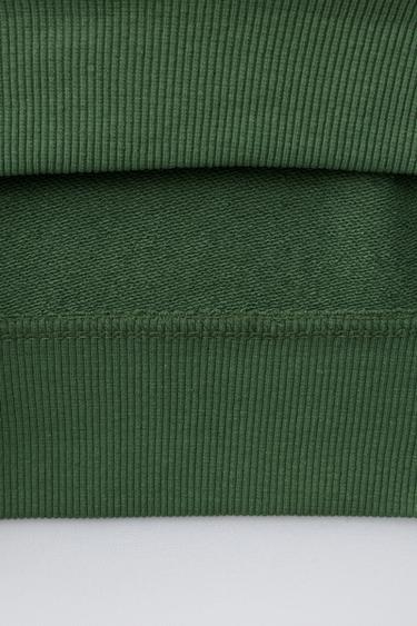 SWEATSHIRT WITH RAISED SLOGAN - Green by Zara - Image 3