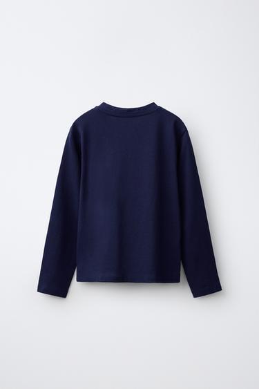 T-SHIRT À MANCHES LONGUES UNI - Bleu / Indigo de Zara - Image 1