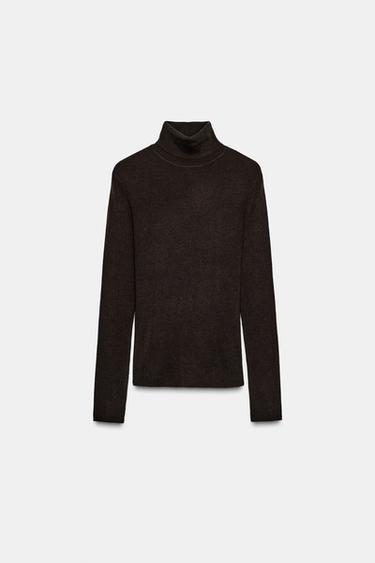 WOOL HIGH NECK JUMPER - Chocolate by Zara - Image 0