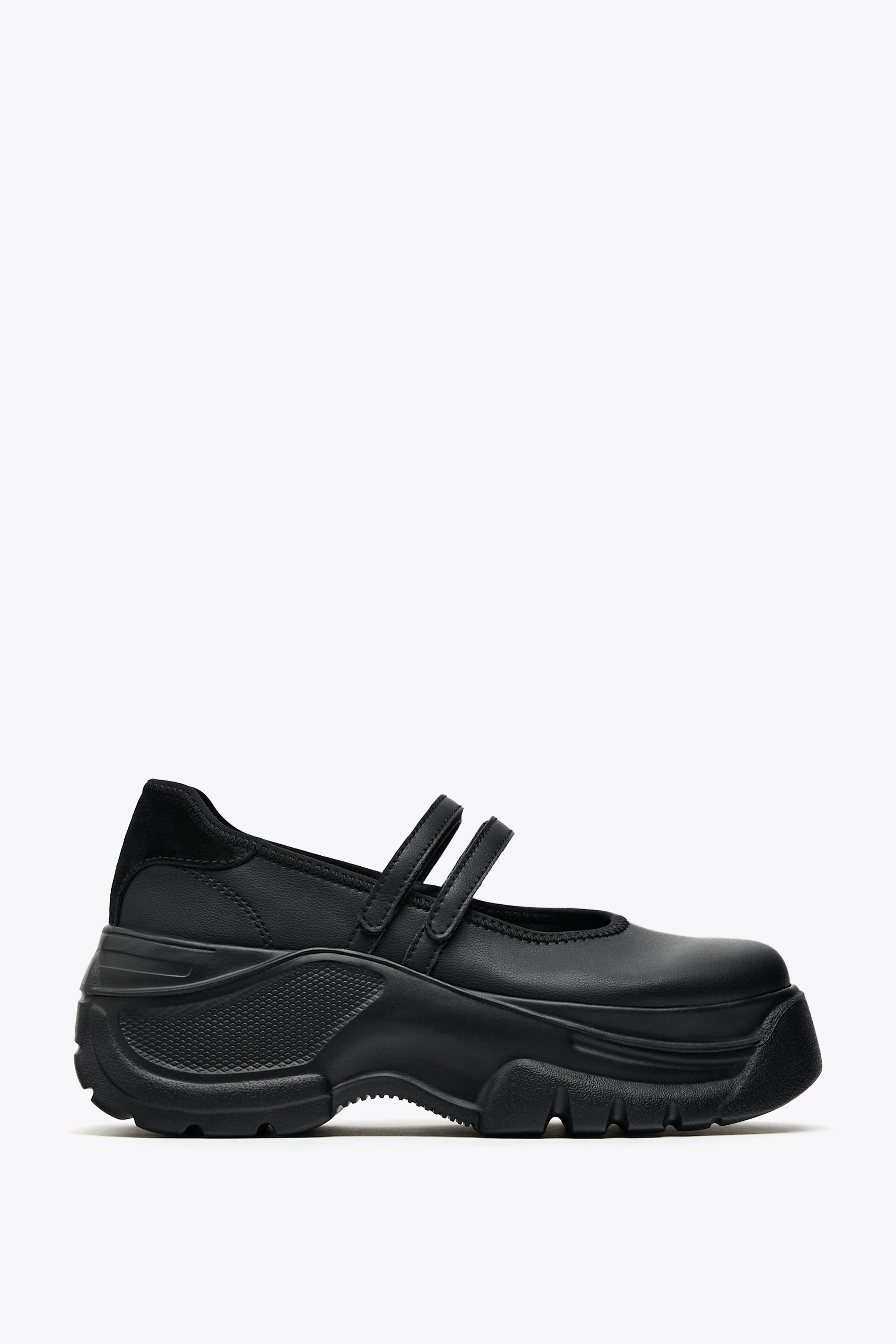 ZARA バレエフラットスニーカー ストラップ ブラック 36 バレエ フラット スニーカー - ブラック | ZARA Japan / 日本