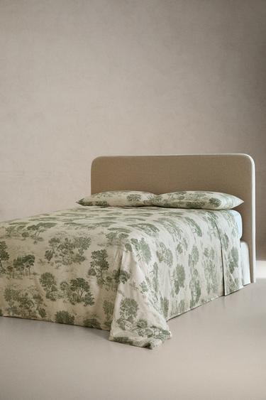 TOILE DE JOUY SATEEN DUVET COVER (300 THREAD COUNT) — Green 2
