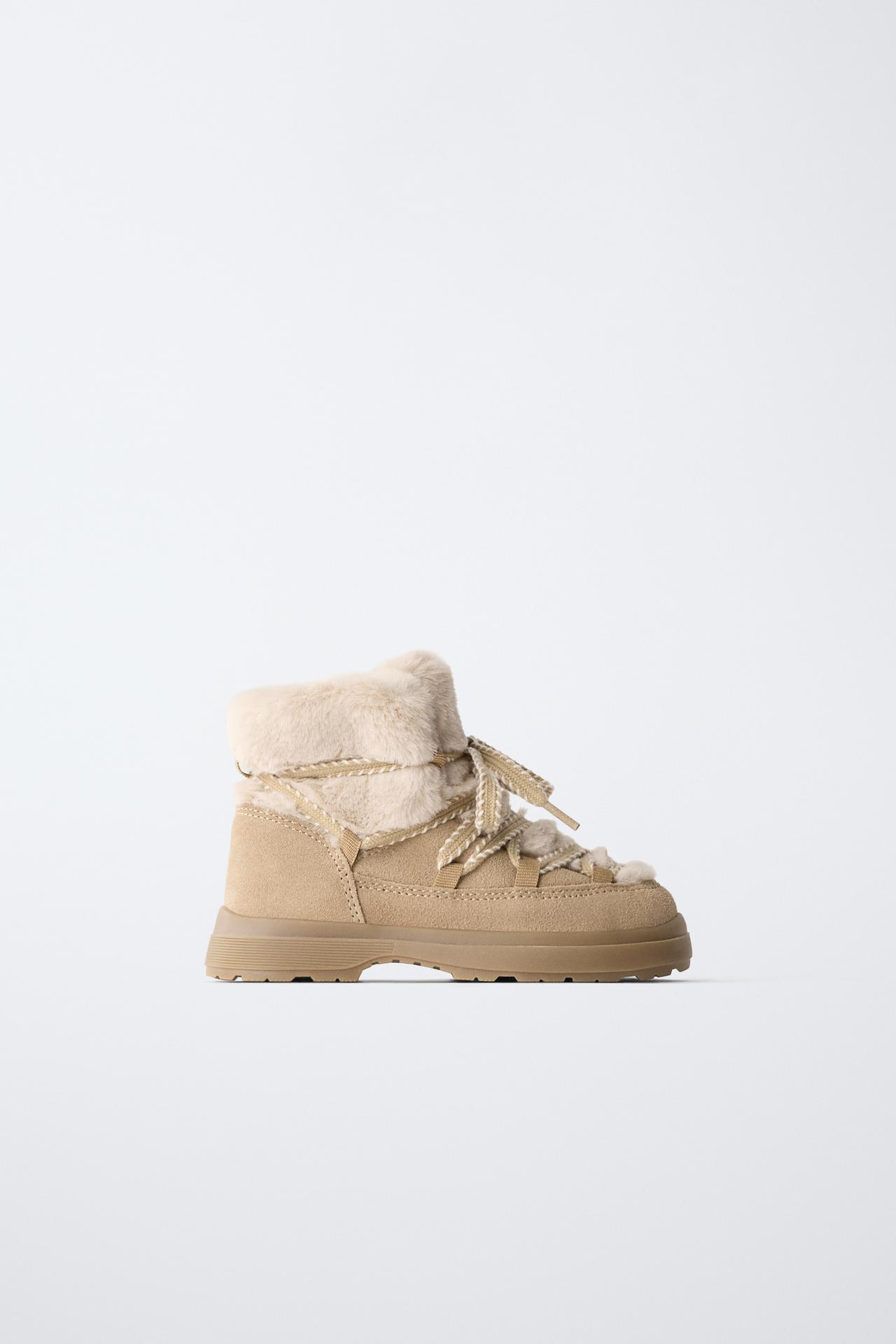LINED LACE-UP BOOTS — Sandy Brown