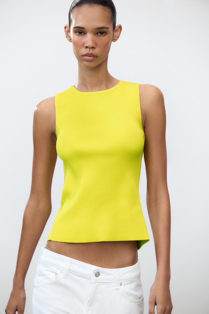 RIBBED KNIT TOP WITH LACED-UP BACK