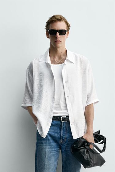 FLOWING TEXTURED SHIRT - White by Zara