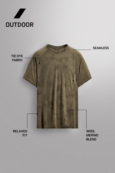 WOOL BLEND BASE LAYER T-SHIRT - Green by Zara - Image 6