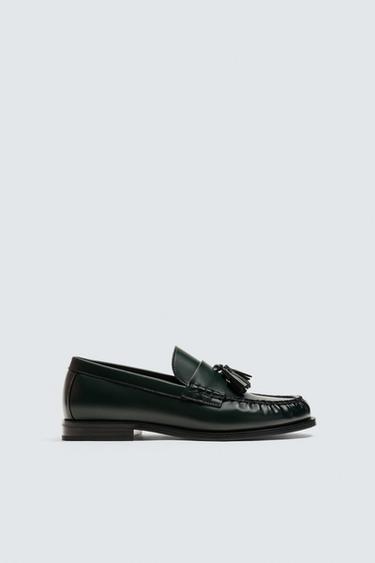 DRESS LOAFERS WITH TASSELS - Green by Zara