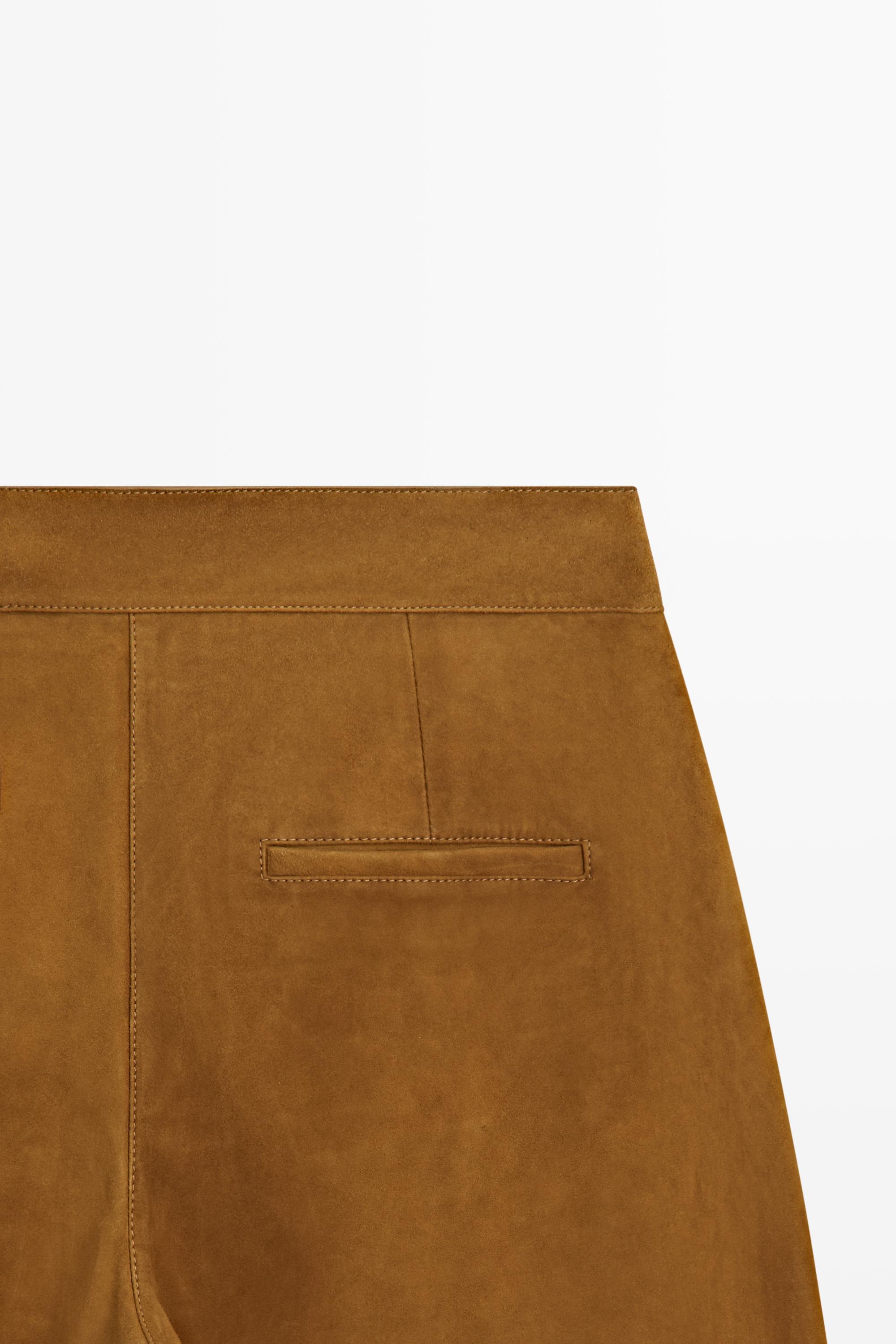 Suede goatskin barrel fit pants