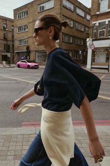 PULL EN MAILLE BASIQUE - Bleu marine de Zara