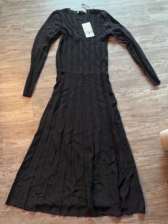 zara pleated knit tunic dress LONG SECOND HAND Straight hem