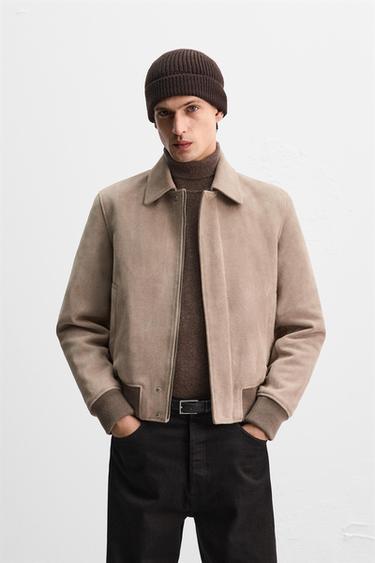 SUEDE LEATHER JACKET - Dark brown by Zara