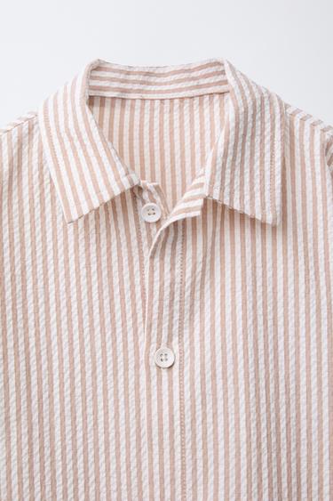 CHEMISE À RAYURES EN SEERSUCKER - Marron de Zara - Image 2