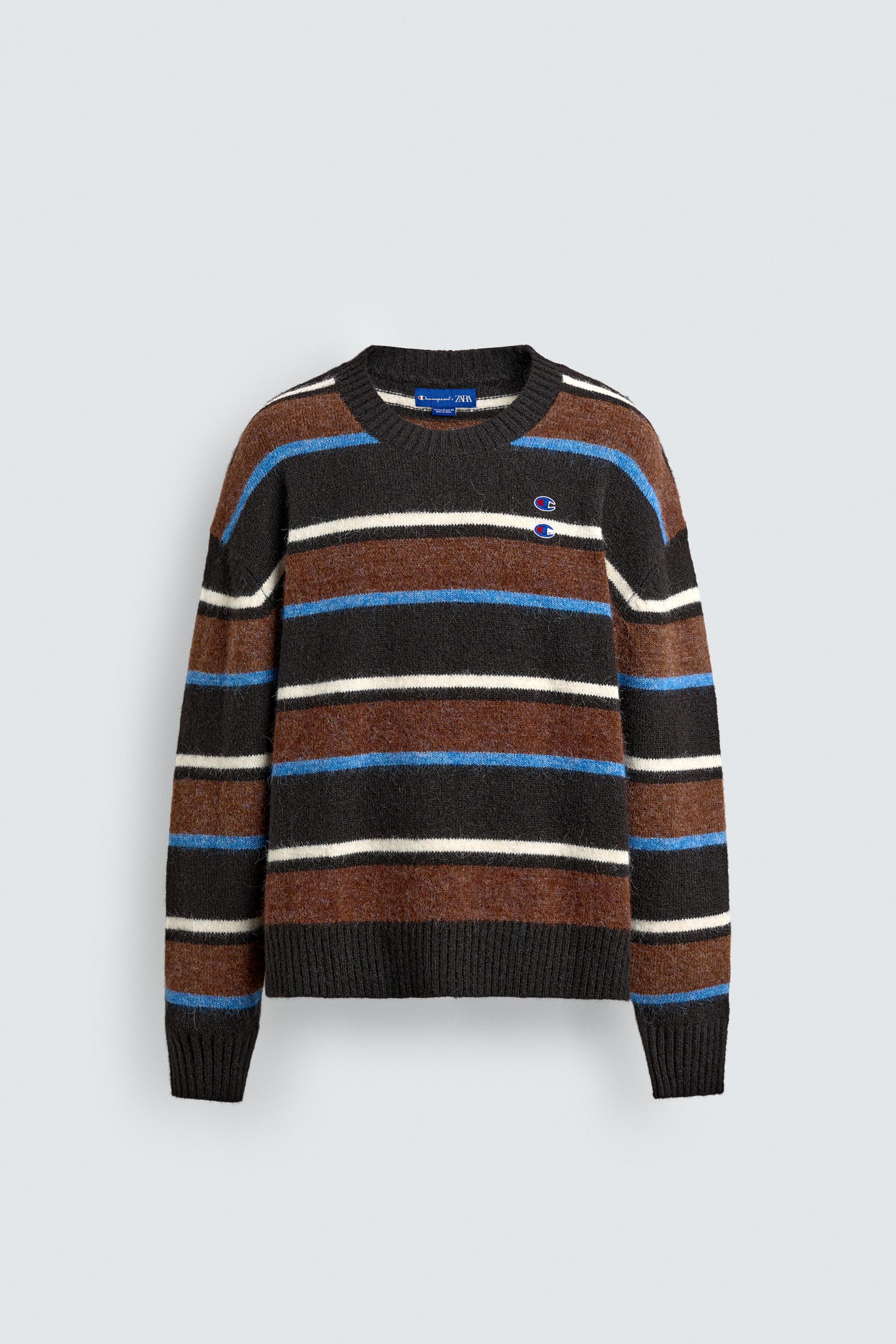 ZARA × Champion ニットジャケット ネイビー/アイボリー/レッド ZARA］CHAMPION XZARA カラーブロックバンド ニットジャケット