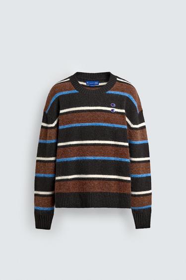 CHAMPION ® X ZARA PATCH STRIPED SWEATER - Chocolate by Zara