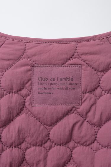 VESTE MATELASSÉE ÉTIQUETTE DÉPERLANTE - Rose foncé de Zara