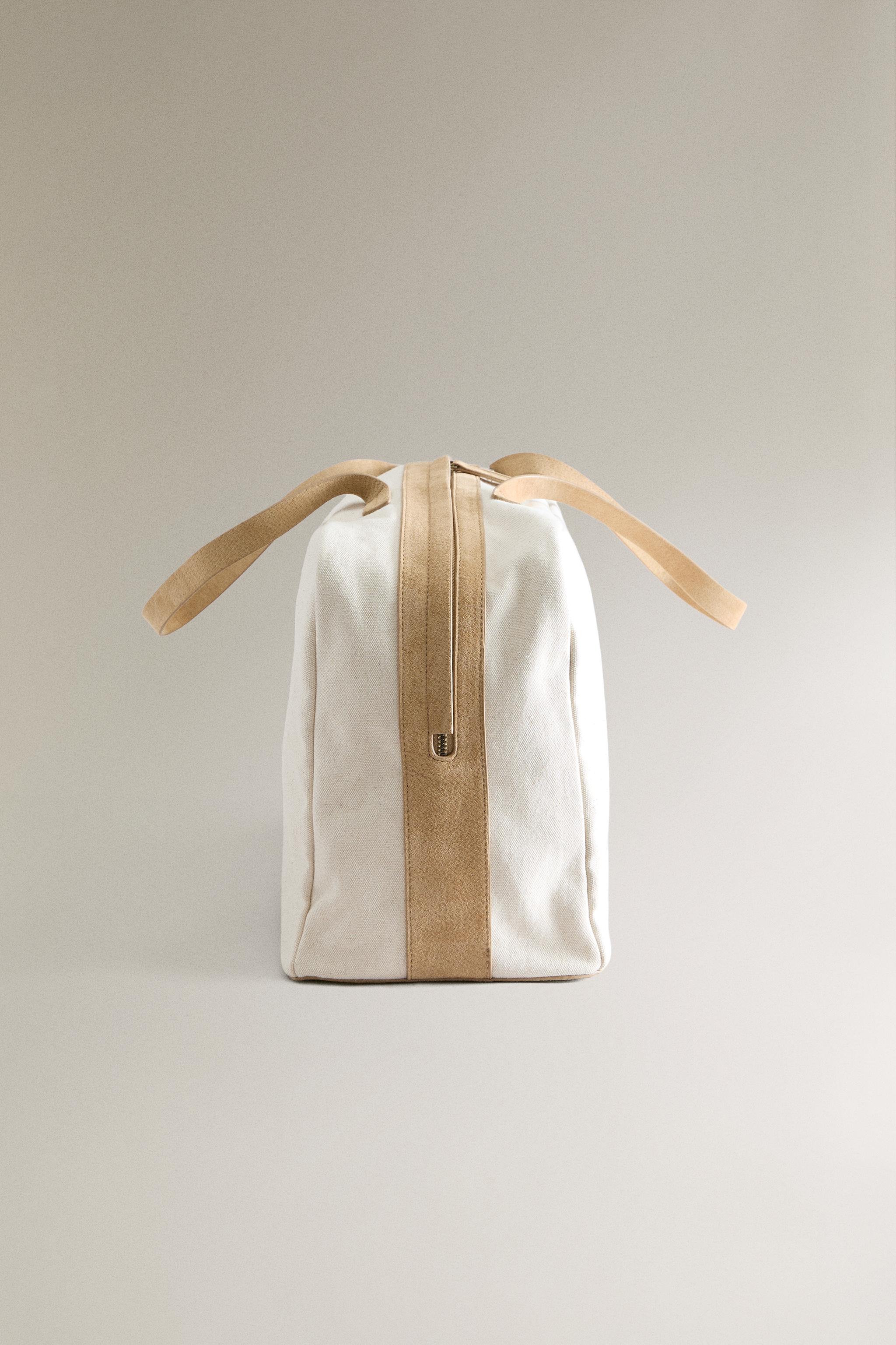 CANVAS BAG WITH LEATHER DETAIL