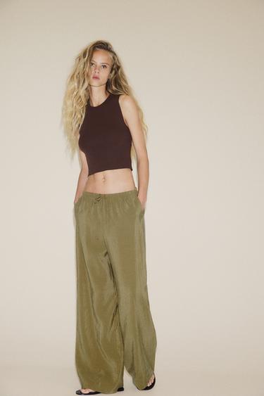 Zara CUT OUT BACK KNIT TOP - Brown