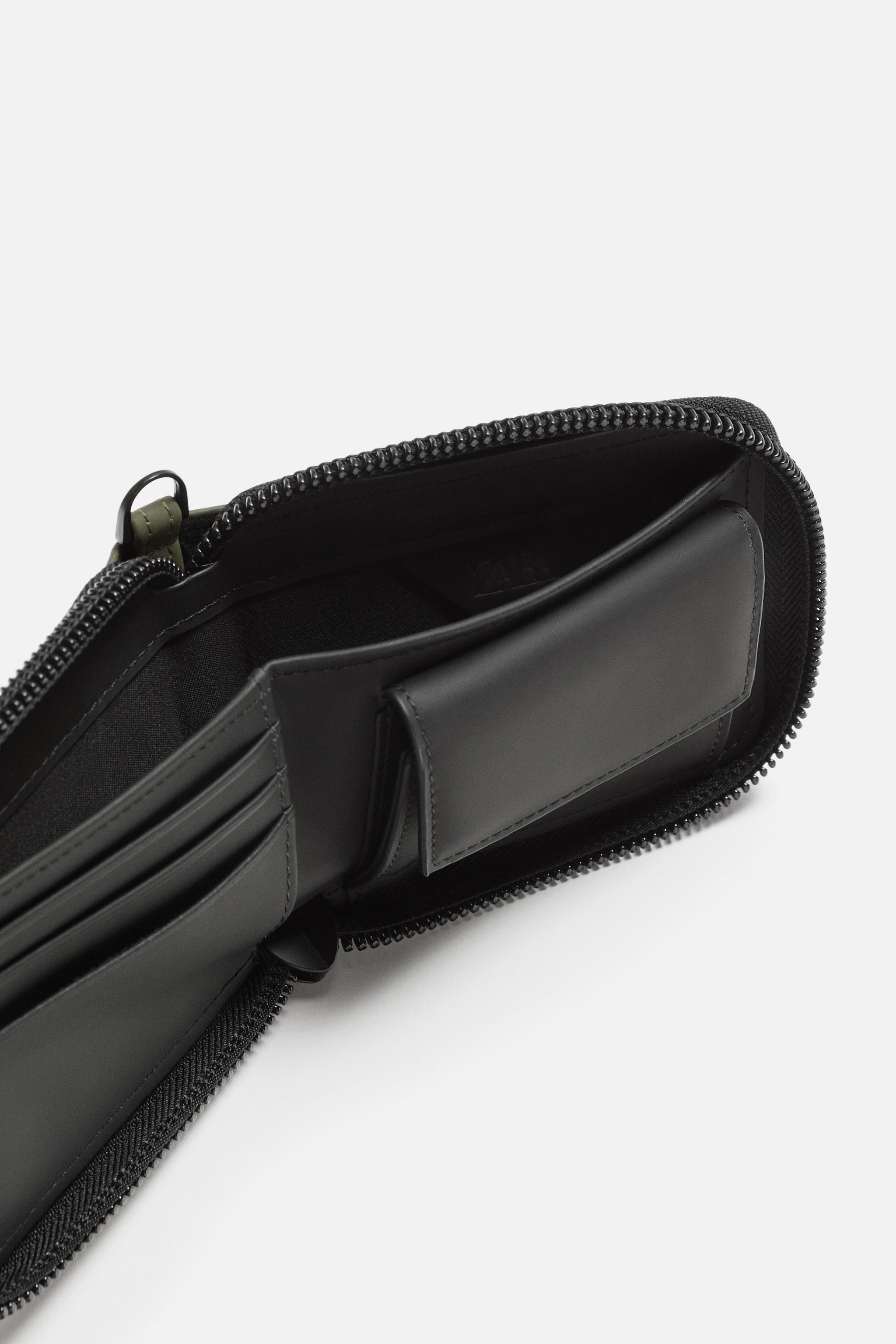 ZIPPERED RUBBERIZED WALLET - Khaki Green | ZARA United States
