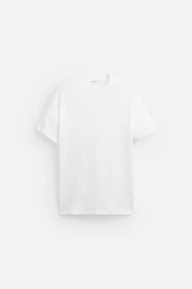 T-SHIRT EN MAILLE DE COTON - Blanc de Zara