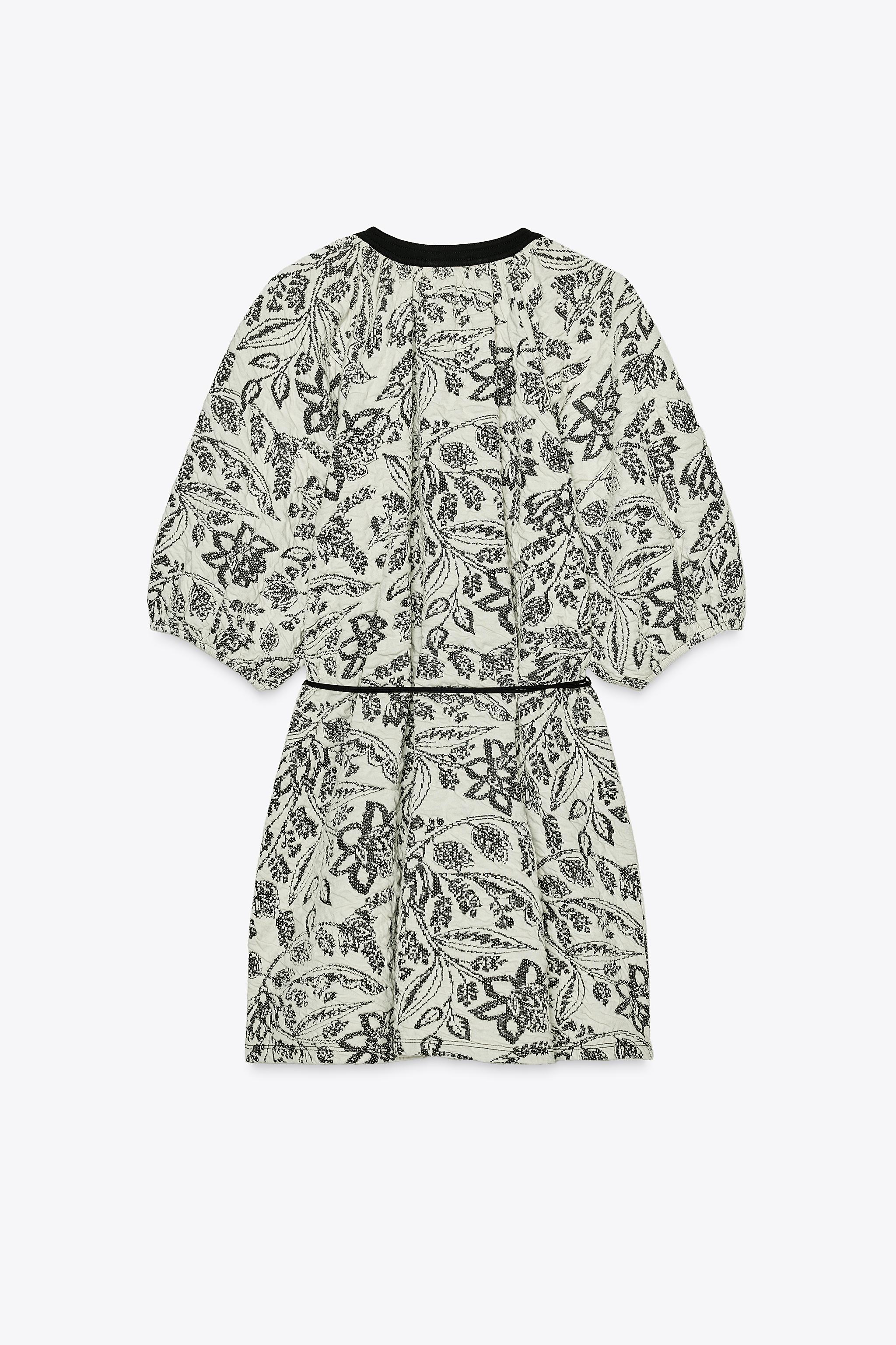 ベルト ジャカードワンピース - エクリュ/ブラック | ZARA Japan
