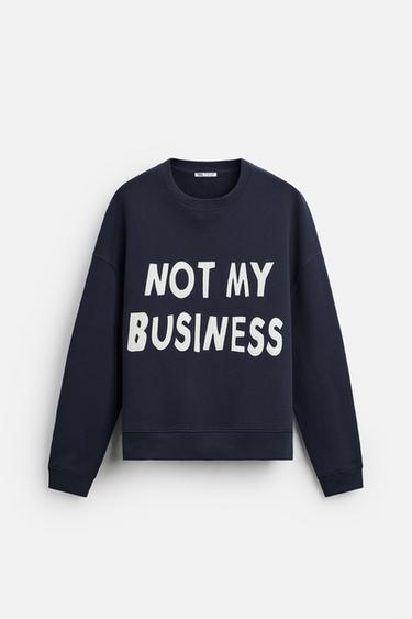 SWEATSHIRT WITH SLOGAN PATCHES - Navy blue by Zara