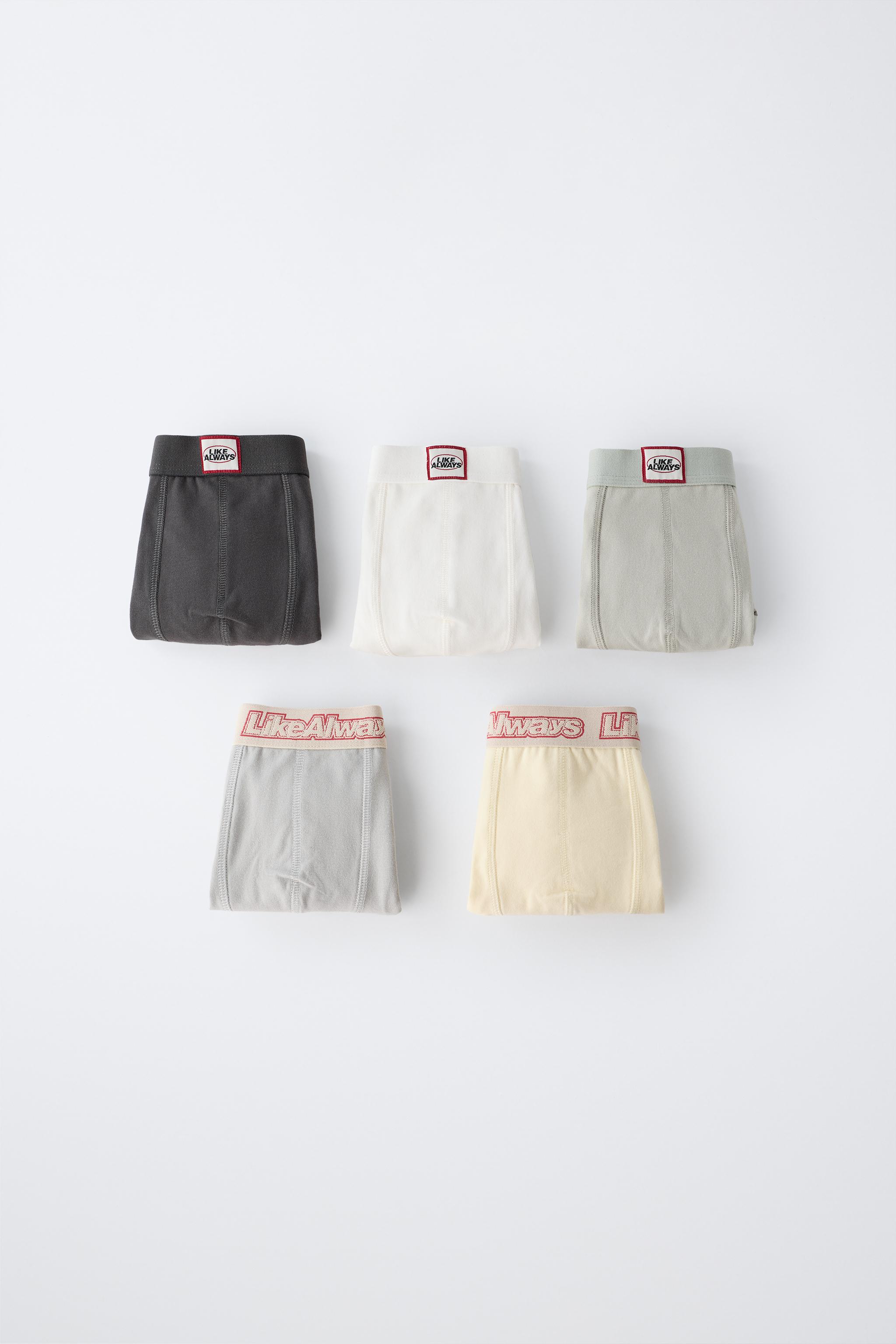 AGES 6-14 / FIVE-PACK OF LABELED BOXERS — Multicolored
