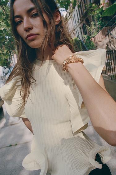 Zara 2-PACK JEWELED MESH BRACELETS - Golden - Image 0