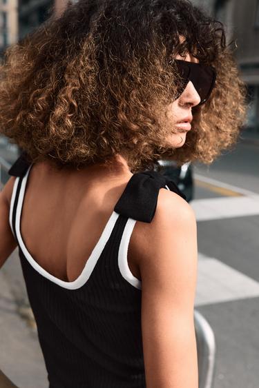 TOP CANNELÉ À NŒUDS - Noir de Zara - Image 4