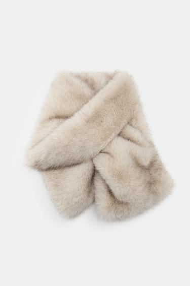 FAUX FUR SCARF - Ecru by Zara