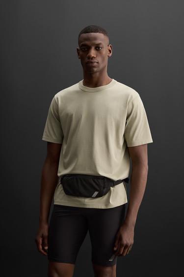 CAMISETA TÉCNICA MEZCLA ALGODÓN - Verde gris de Zara