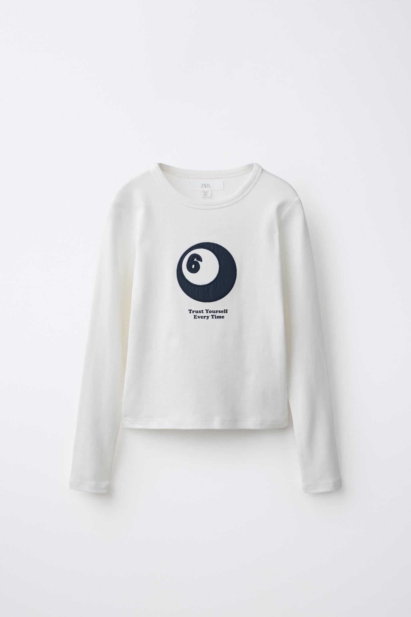 Детская футболка Zara Embroidered Billiard Ball, цвет: Белый — фото 1