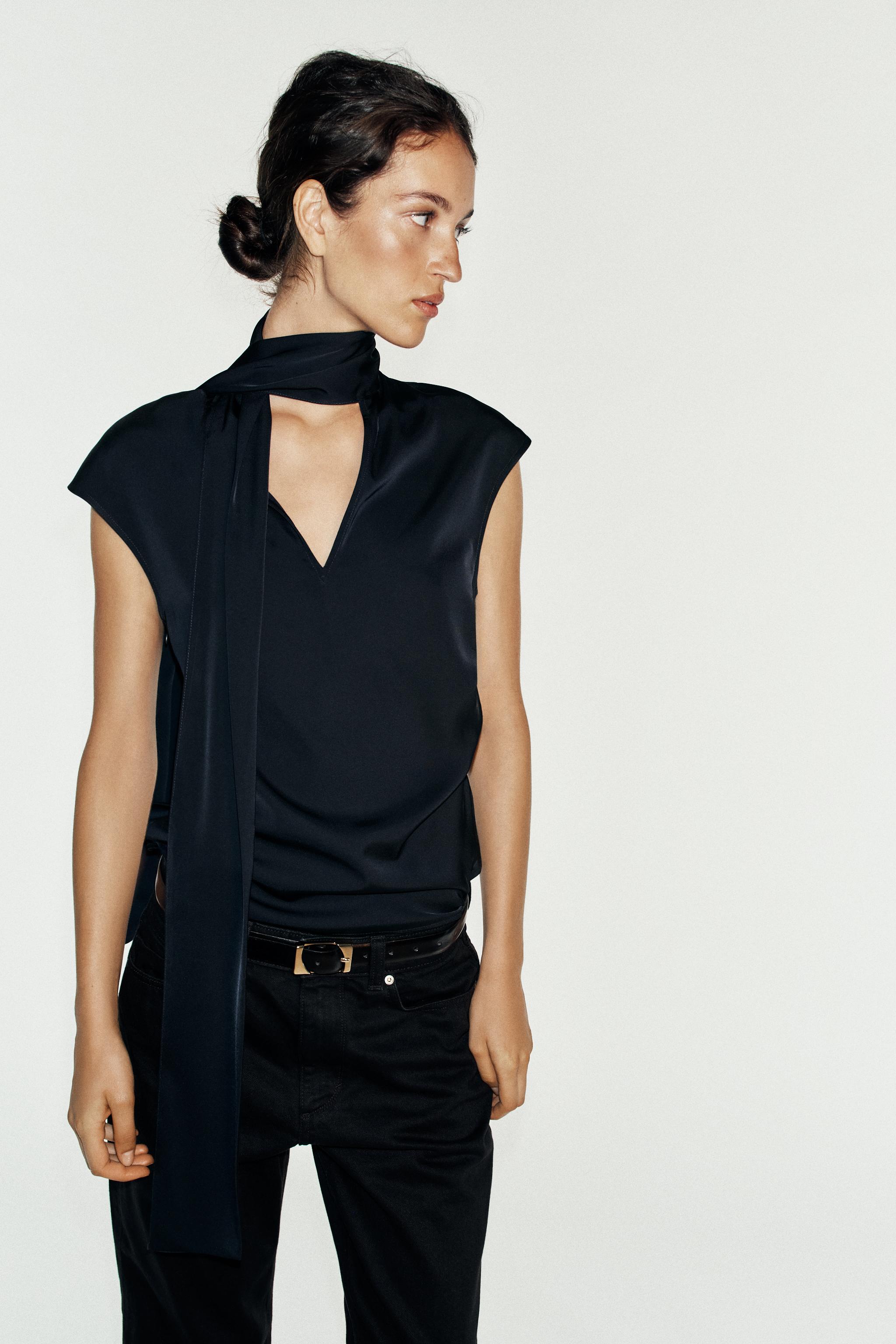 Женские рубашки Zara BOW SLEEVELESS TOP — фото 3