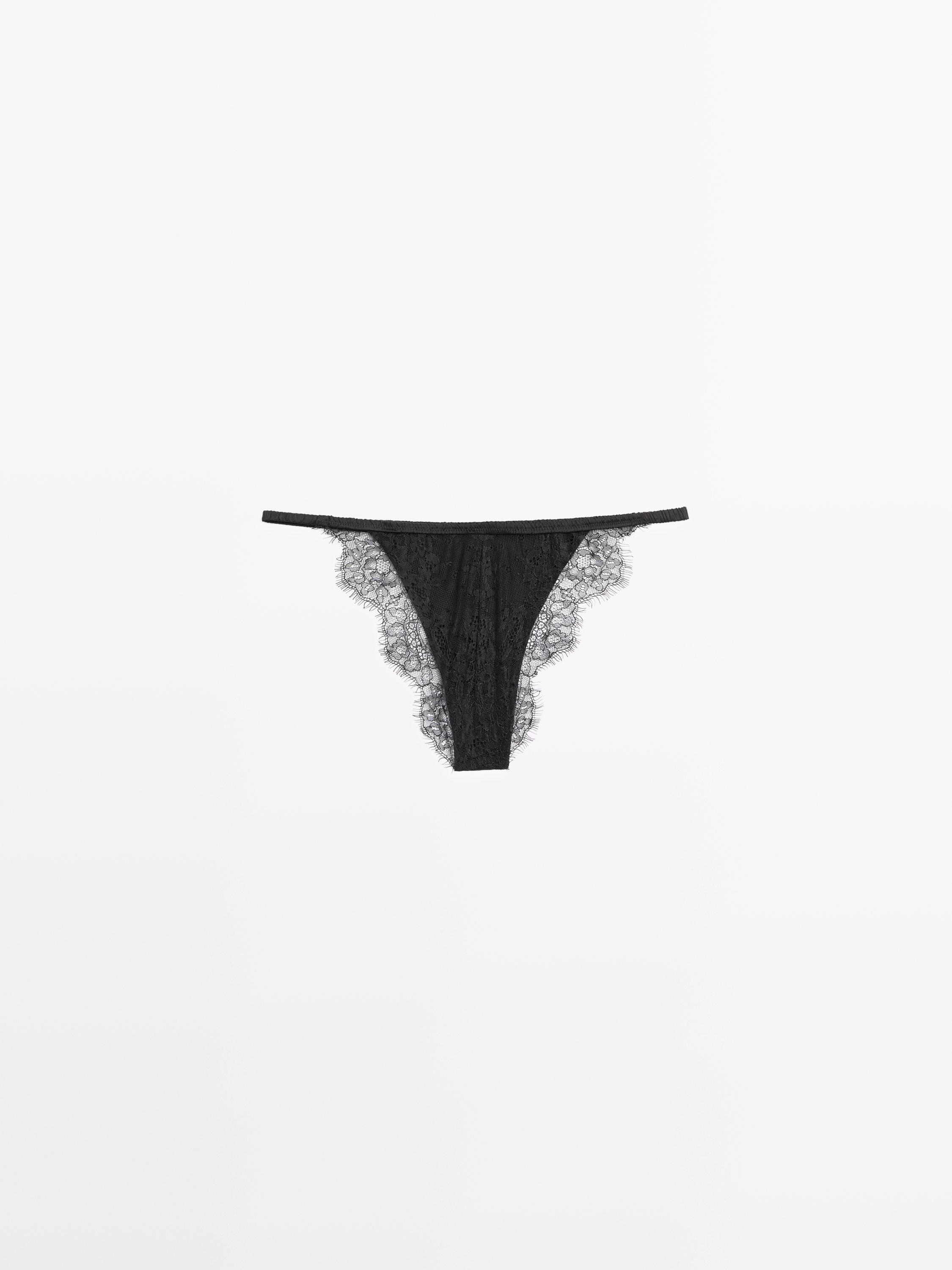 Silk briefs with lace detail
