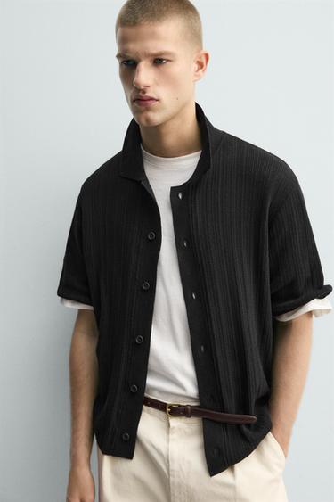 TEXTURED KNIT SHIRT - Black by Zara - Image 4