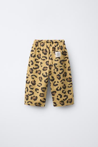 STRAIGHT PLUSH TROUSERS WITH ANIMAL PRINT - Ochre by Zara - Image 1