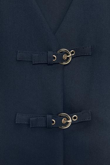 TOP CRÊPE À BOUCLES - Bleu marine de Zara - Image 7