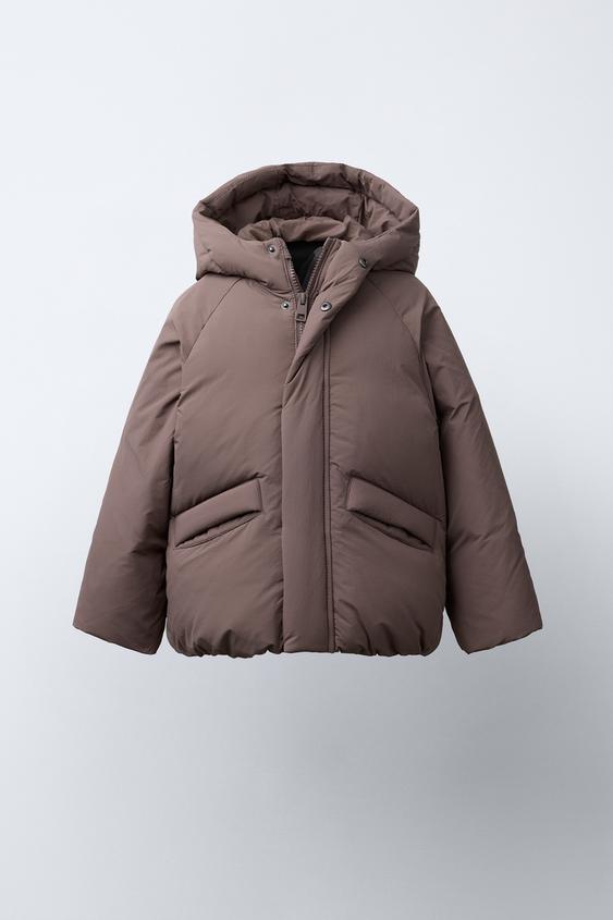 WASSERABWEISENDE DAUNENJACKE Braun Braungrau ZARA