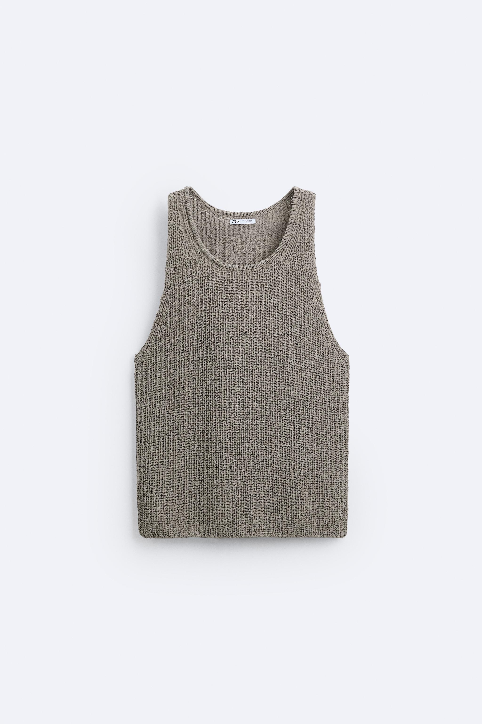 テクスチャー オープンニット タンクトップ - モールグレー | ZARA